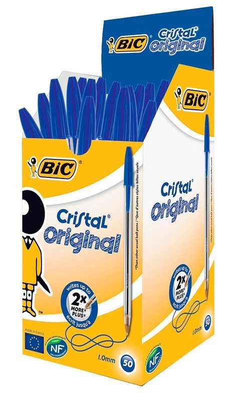 BIC στυλό διαρκείας Cristal με μύτη 1mm, μπλε 50τμχ 1523