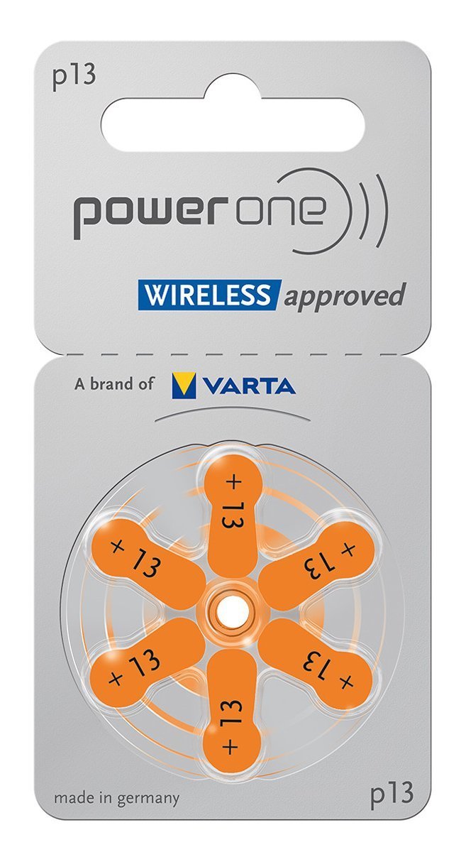 POWER ONE μπαταρίες ακουστικών βαρηκοΐας P13, mercury free, 1.45V, 6τμχ 1704