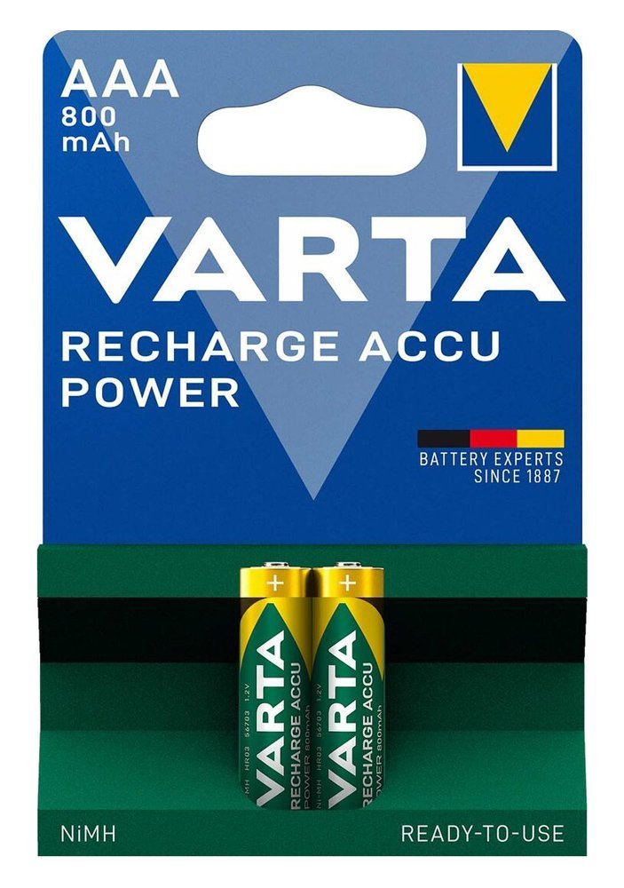 VARTA επαναφορτιζόμενες μπαταρίες λιθίου, AAA, 800mAh, 1.2V, 2τμχ 6973