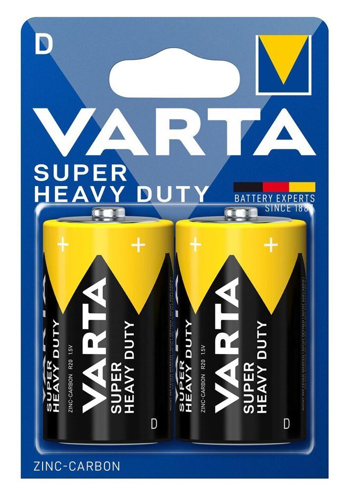 VARTA μπαταρίες Zinc Carbon Super Heavy Duty, D/R20P, 1.5V, 2τμχ 6963