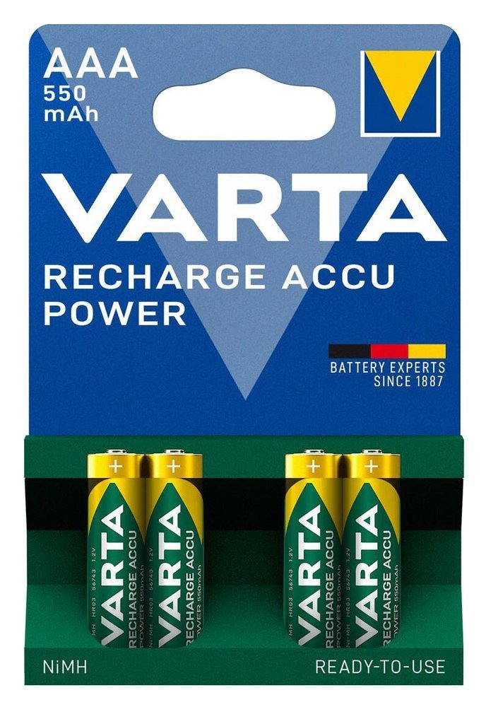 VARTA επαναφορτιζόμενες μπαταρίες λιθίου, AAA, 550mAh, 1.2V, 4τμχ 6972