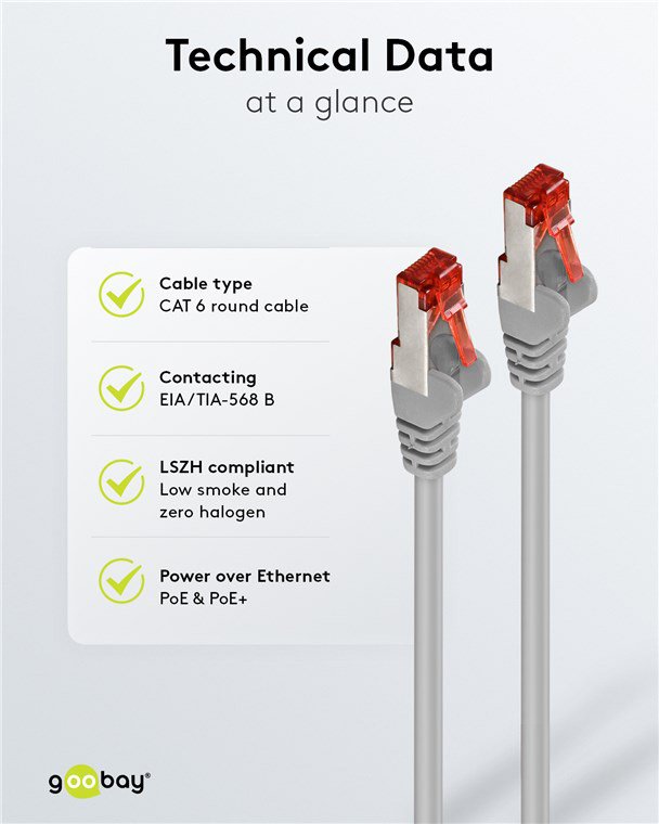 GOOBAY καλώδιο δικτύου , CAT 6 S/FTP, copper, 250MHz, 3m, γκρι 9738 - Image 5