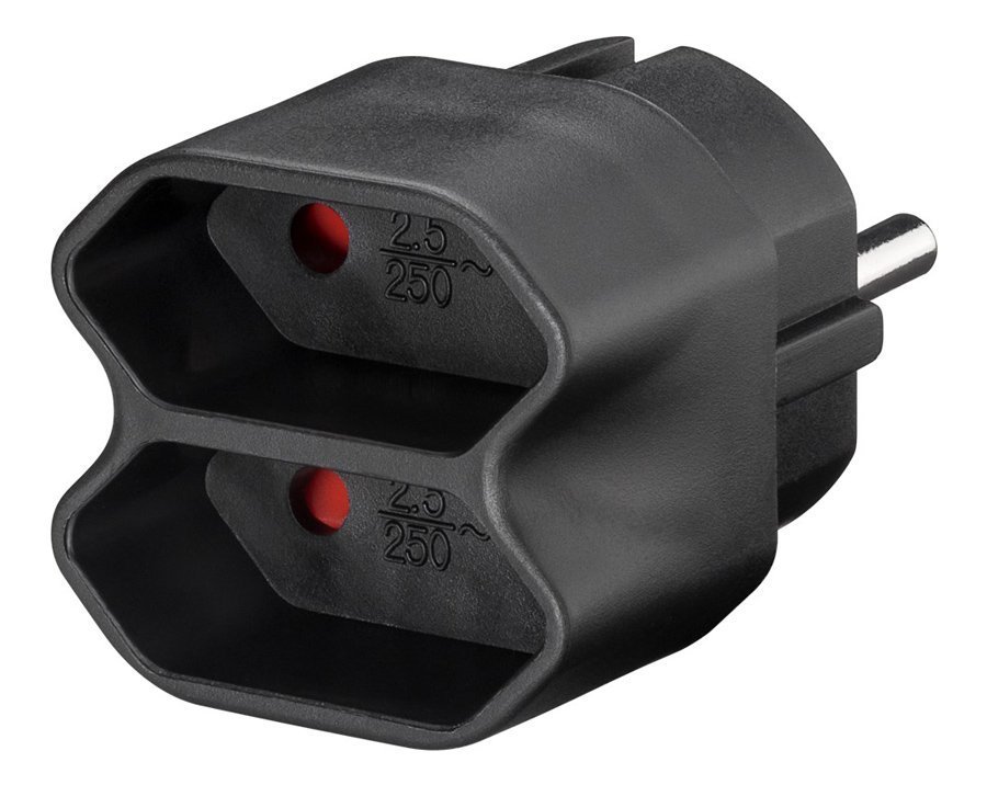 GOOBAY αντάπτορας ρεύματος , 2x Euro, 230V 2.5A, μαύρος 3498