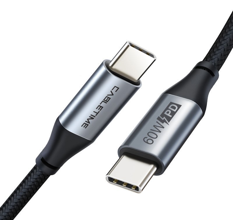 CABLETIME καλώδιο USB-C CMCM60W, 60W PD, 480Mbps, 1m, μαύρο 2332