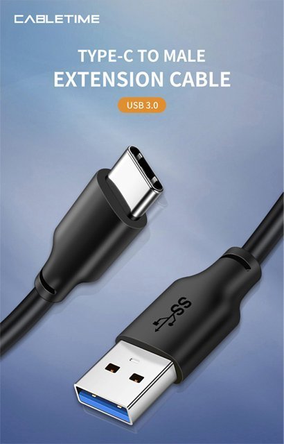 CABLETIME καλώδιο USB-C σε USB CMAMN, 3A, 5Gbps, 2m, μαύρο 2338 - Image 4