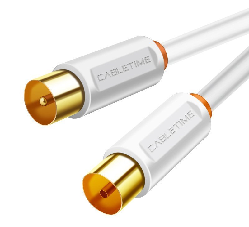 CABLETIME καλώδιο κεραίας CT-AV101, 75 Ohm, 1m, λευκό 2403