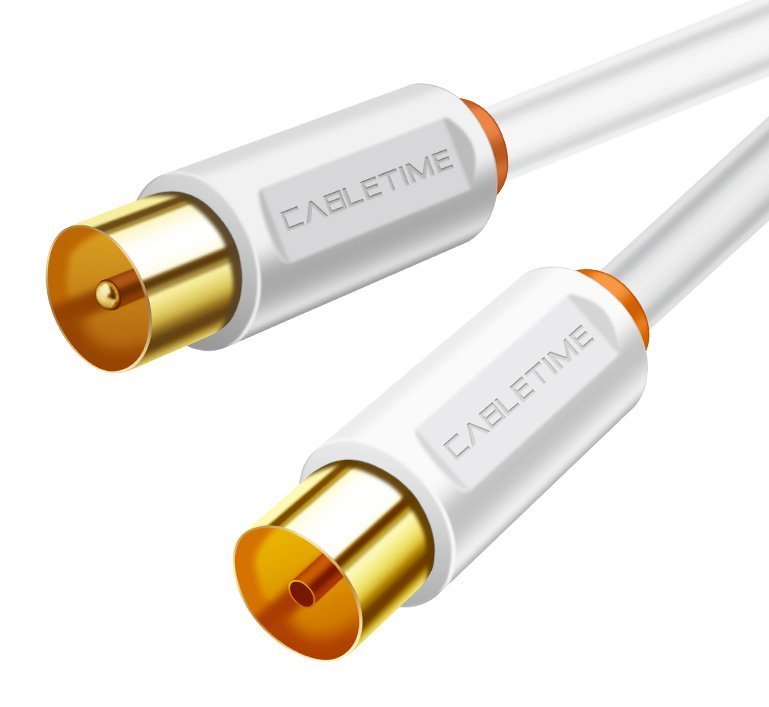 CABLETIME καλώδιο κεραίας CT-AV101, 75 Ohm, 2m, λευκό 2404