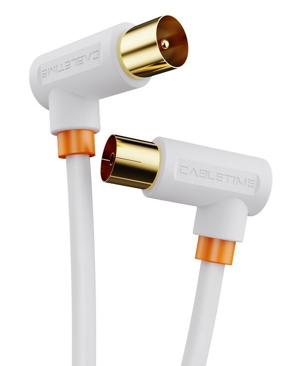 CABLETIME καλώδιο κεραίας CT-AV101, γωνιακό, 75 Ohm, 3m, λευκό 2406