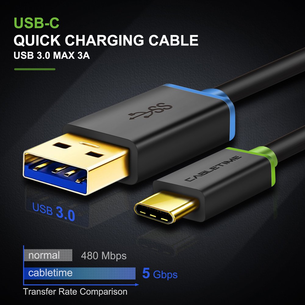 CABLETIME καλώδιο USB-C σε USB CT-C160-U33-CMAMG, 3A, 5Gbps, 3m, μαύρο 8519 - Image 3