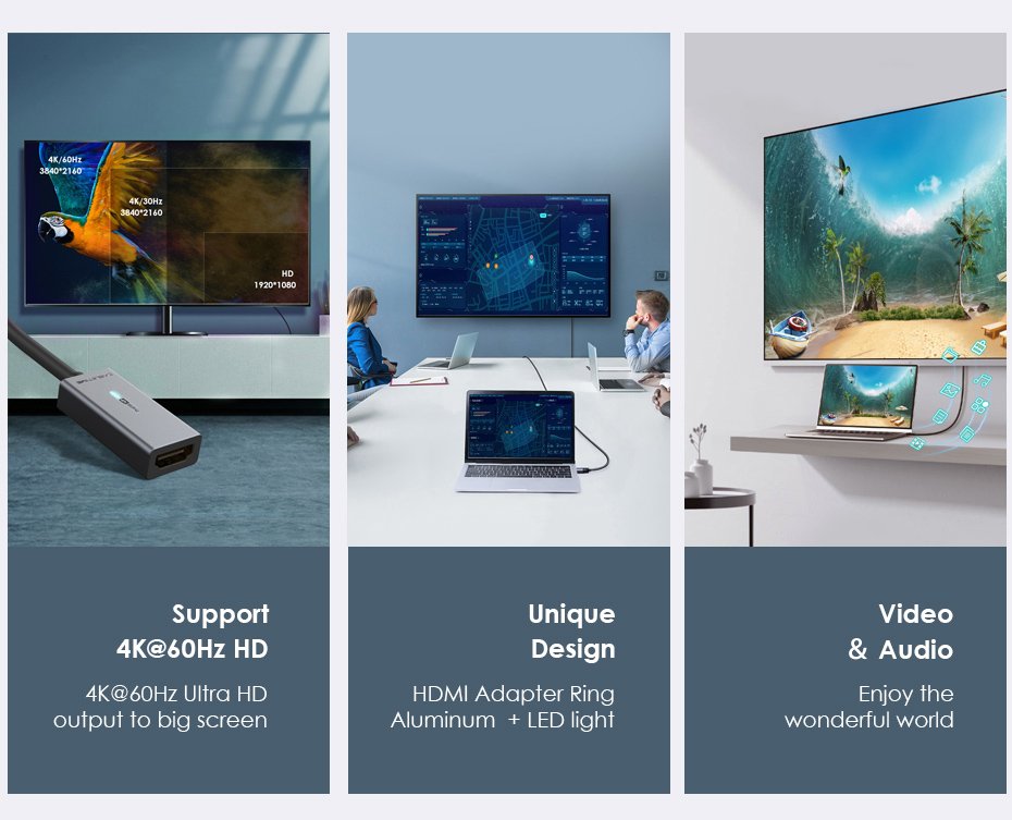 CABLETIME αντάπτορας DisplayPort σε HDMI CT-AV89-P02G4K60, 4K/60Hz, γκρι - Image 3