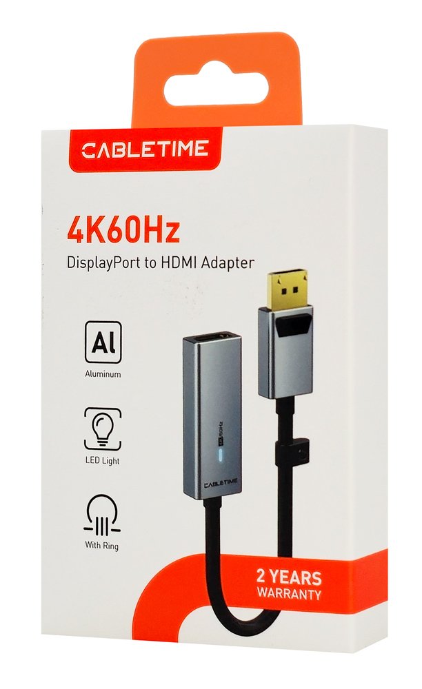 CABLETIME αντάπτορας DisplayPort σε HDMI CT-AV89-P02G4K60, 4K/60Hz, γκρι - Image 8