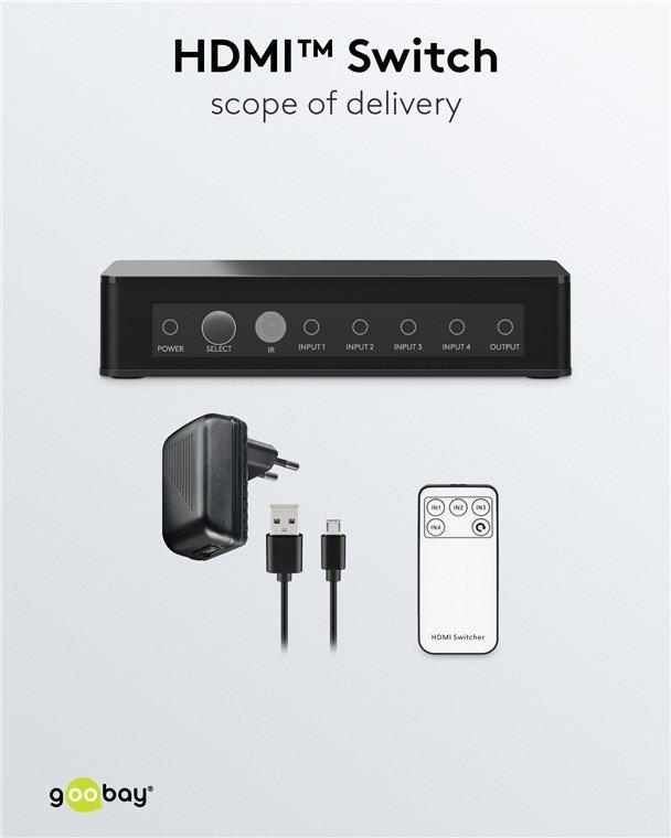 HDMI switch me tilecheiristirio, 4 se 1, 4K/60Hz, mayro 4885 HDMI Switch 5