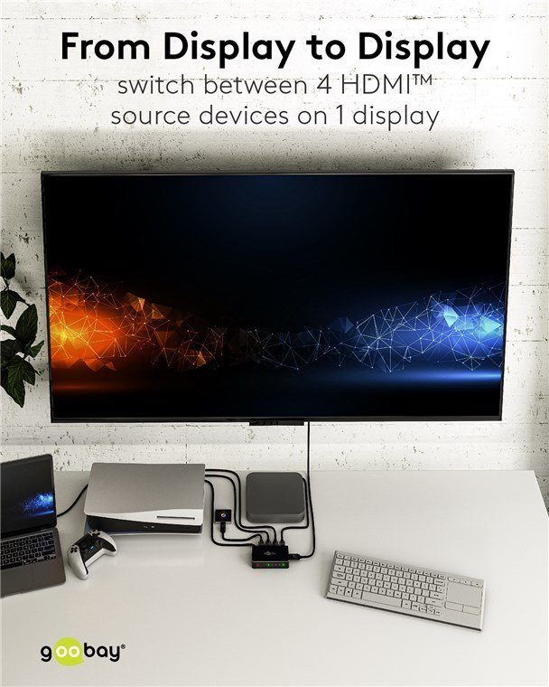 HDMI switch me tilecheiristirio, 4 se 1, 4K/60Hz, mayro 4885 HDMI Switch 6