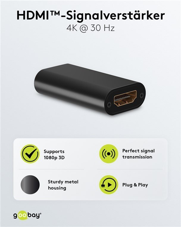 HDMI repeater, 4K/30Hz eos 30m, 1080p 3D eos 40m, mayro 4875 Repeater 3