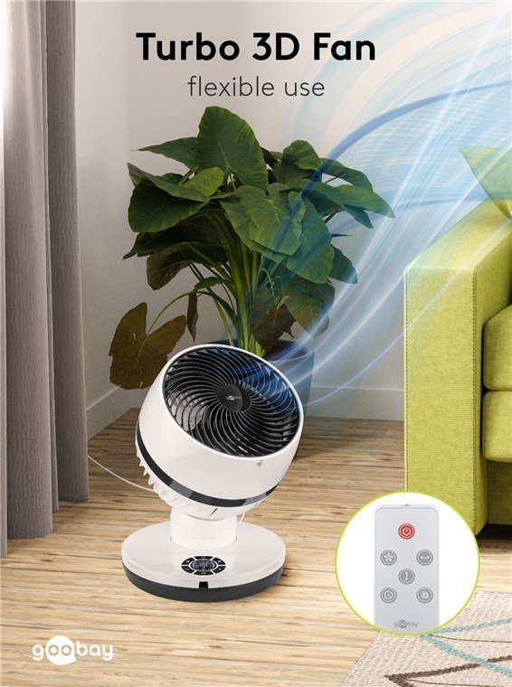 GOOBAY ανεμιστήρας δαπέδου με χειριστήριο, 23cm, 70W, λευκός 9325 - Image 2