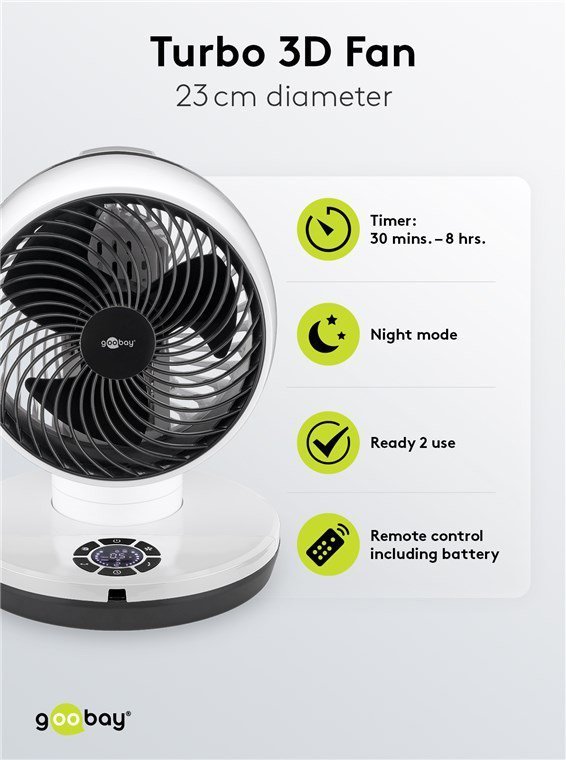 GOOBAY ανεμιστήρας δαπέδου με χειριστήριο, 23cm, 70W, λευκός 9325 - Image 3