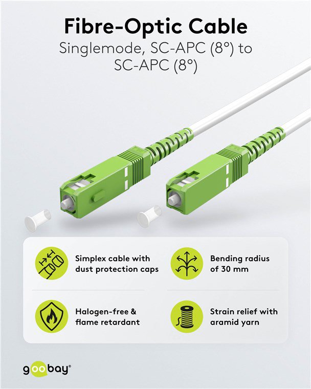 GOOBAY καλώδιο οπτικής ίνας SC-APC , Singlemode OS2, 20m, λευκό 9784 - Image 2
