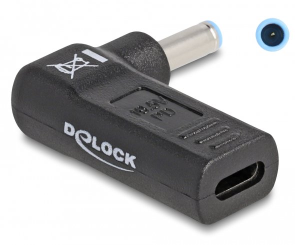 DELOCK αντάπτορας τροφοδοσίας , USB-C σε HP 4.5x3mm, 90°, μαύρος 3930