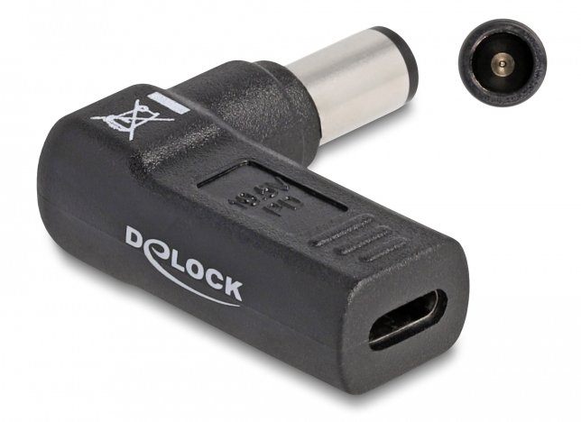 DELOCK αντάπτορας τροφοδοσίας , USB-C σε Dell 7.4x5mm, 90°, μαύρος 3932