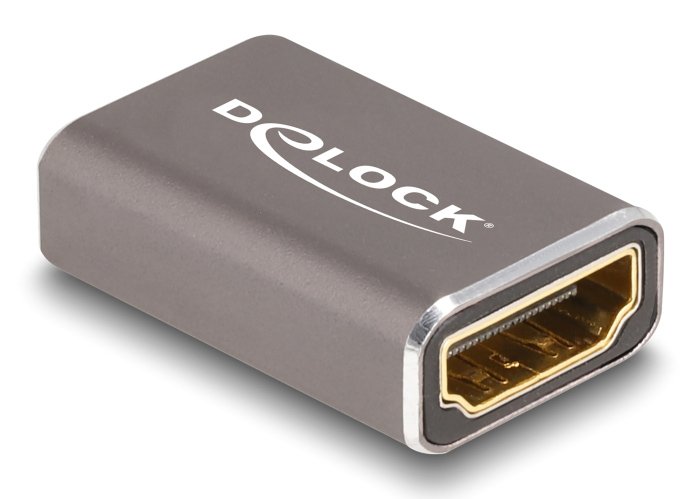 DELOCK αντάπτορας HDMI  με Ethernet, 8K/60Hz, μεταλλικός, γκρι 6525