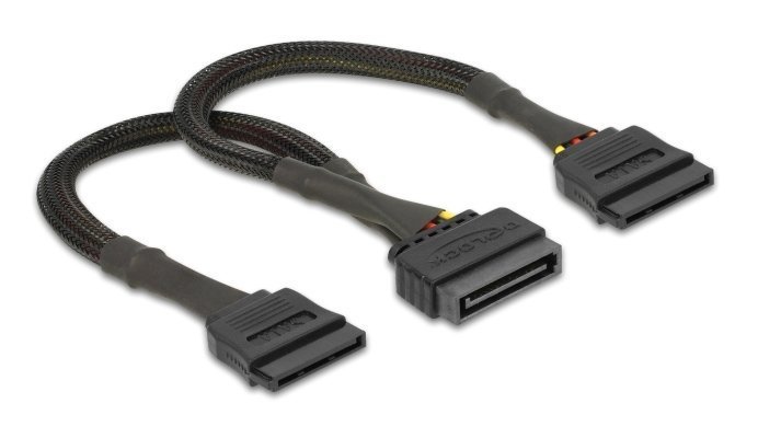 DELOCK καλώδιο SATA 15pin σε 2x SATA 15pin , 0.25m, μαύρο 3248