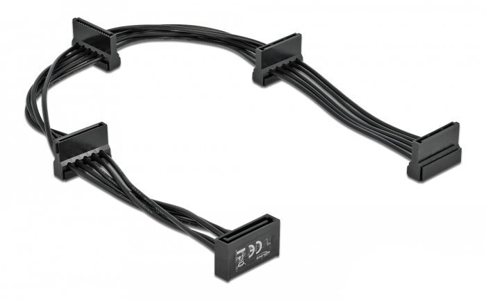 DELOCK καλώδιο SATA 15pin σε 4x SATA 15pin , 40cm, μαύρο 2526