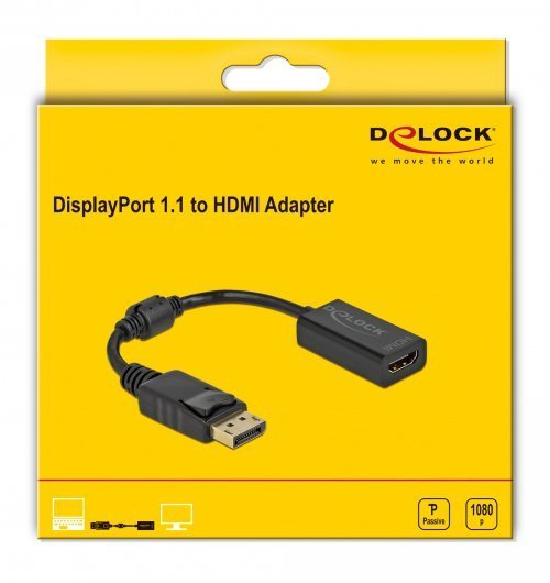 DELOCK αντάπτορας DisplayPort σε HDMI , 1080p/60Hz, Passive, μαύρος 4772 - Image 2