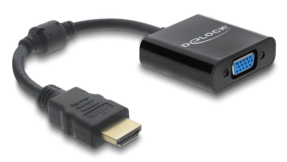 DELOCK αντάπτορας HDMI σε VGA , 1080p, μαύρος
