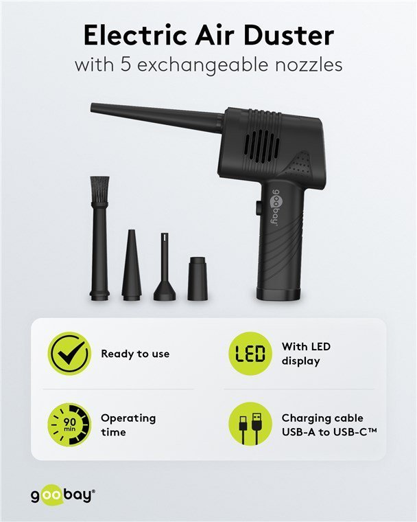 ilektriko air duster, LED othoni, 46.8W, 2000mAh, mayro 4992 Air duster - Skoypaki 3