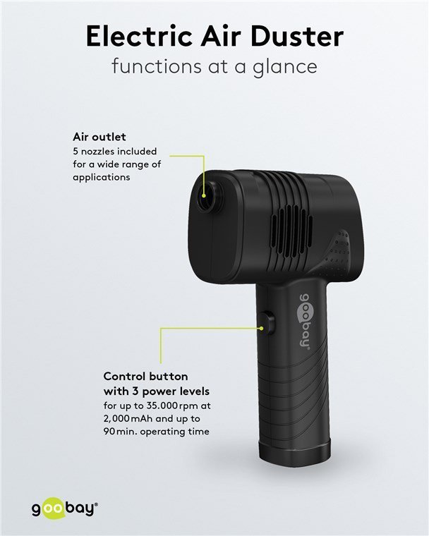 ilektriko air duster, LED othoni, 46.8W, 2000mAh, mayro 4992 Air duster - Skoypaki 5