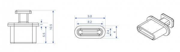 kalymma prostasias gia thyra USB-C me lavi, mayro, 10tmch 4234 USB-C 2