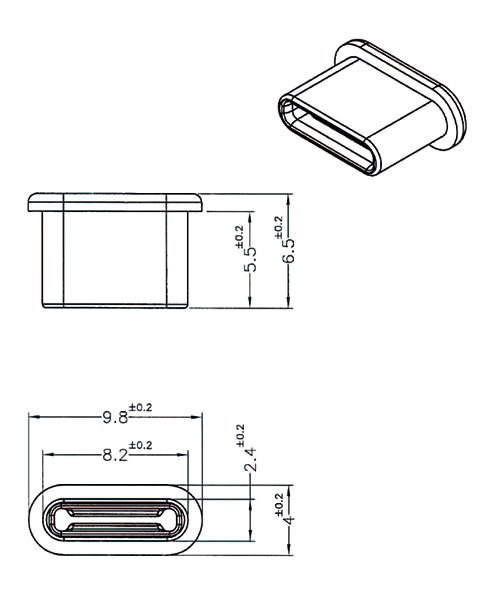 kalymma prostasias gia thyra USB-C, mayro, 10tmch 3904 USB-C 3