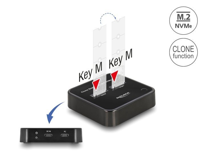 DELOCK docking station για M.2 NVMe SSD , 2 θέσεων, 10Gbps, clone function, μαύρο 7266 - Image 2
