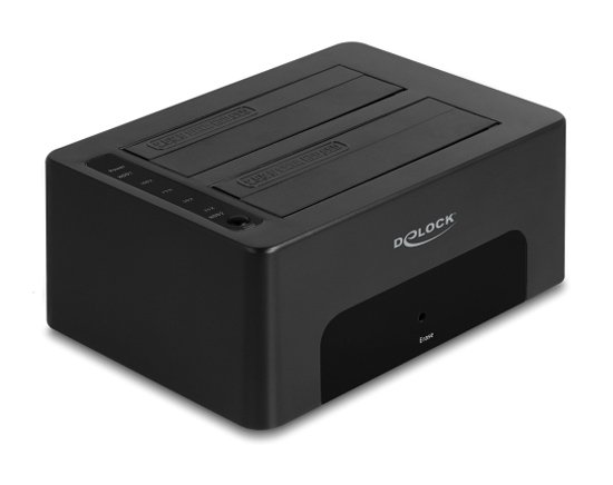 DELOCK docking station για 2.5" ή 3.5" SATA HDD/SSD , 2 θέσεων, 5Gbps, clone/erase function, μαύρο 5278