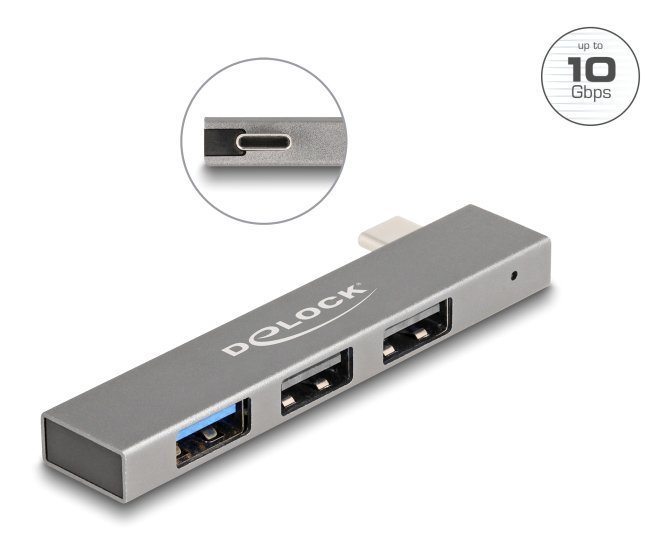 USB hub, 3x thyron, 10Gbps, USB-C syndesi, gkri 7108 USB Hub