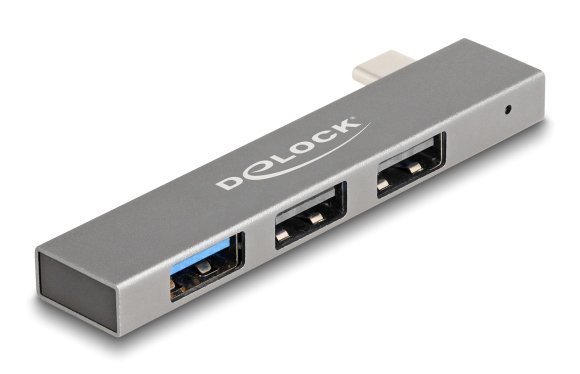 DELOCK USB hub , 3x θυρών, 10Gbps, USB-C σύνδεση, γκρι 7108