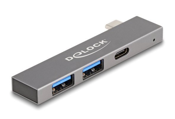 DELOCK USB hub , 3x θυρών, 5Gbps, USB-C σύνδεση, γκρι 7600