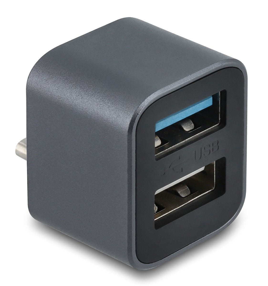 DELOCK mini USB hub , 2x θυρών, USB 3.2, 10Gbps, USB-C σύνδεση, γκρι