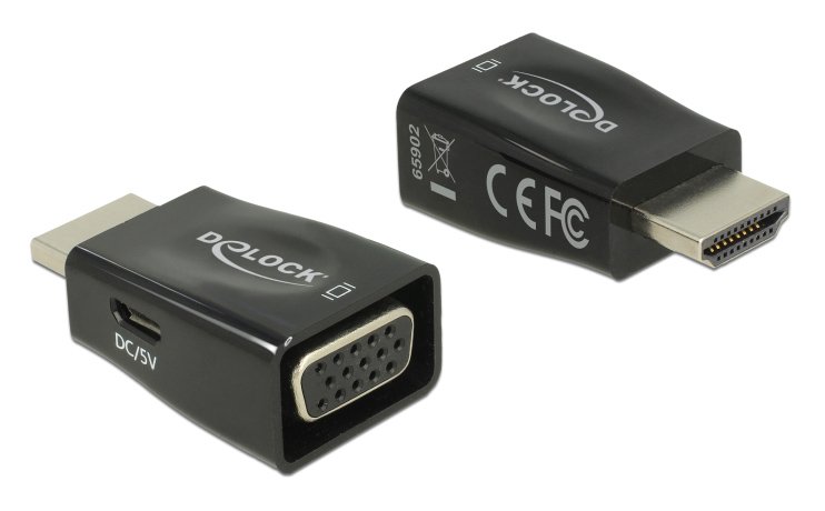 DELOCK αντάπτορας HDMI σε VGA , 1920x1200p/60Hz, μαύρος 3753