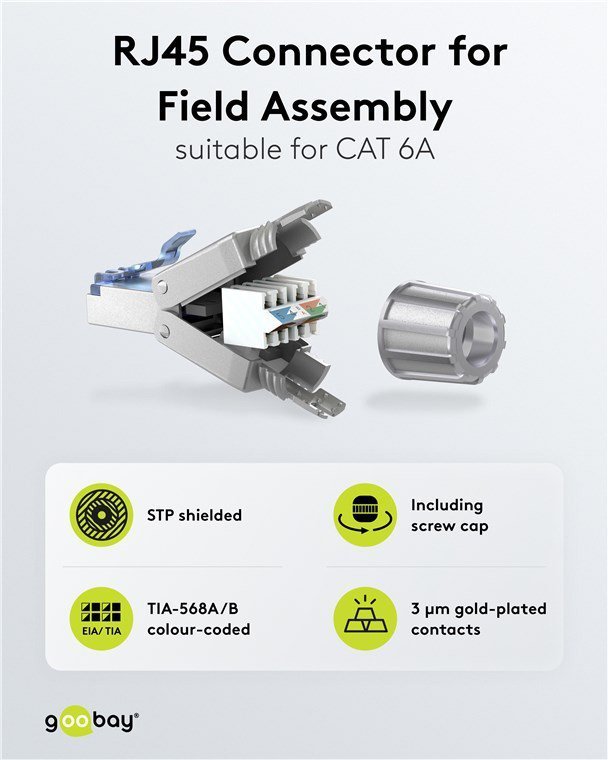 vysma RJ45, CAT 6A STP, tool-free, asimi 7321 Vysma 2