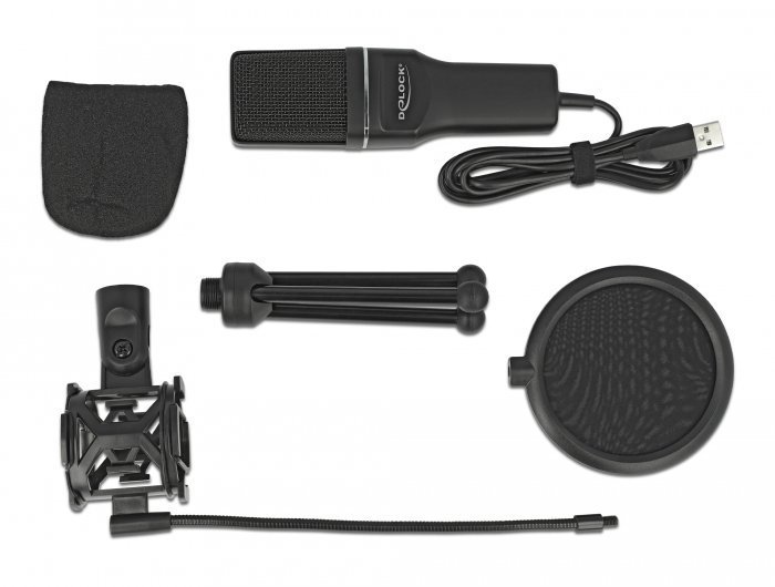 Mikrofono studio me pop filtro & antianemio, pyknotiko, USB 1732 USB 2