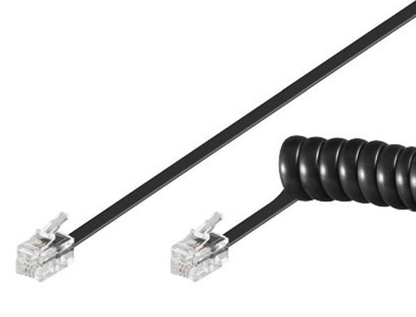 GOOBAY καλώδιο τηλεφώνου , spiral, RJ10 4P4C, CCA, 4m, μαύρο 330