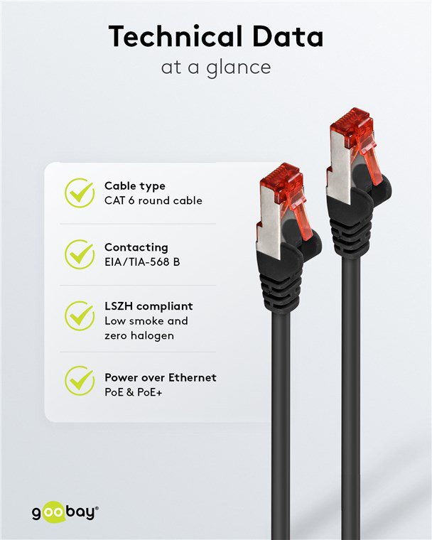 GOOBAY καλώδιο δικτύου , CAT 6 S/FTP, copper, 250MHz, 2m, μαύρο 9598 - Image 5