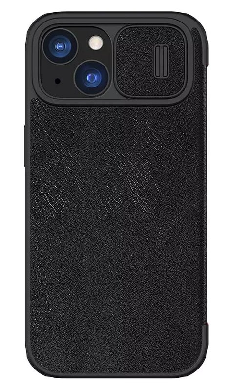 thiki Qin Pro gia iPhone 15 Plus, dermatini, mayri 5938 APPLE