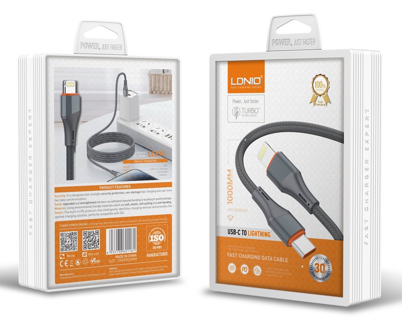 kalodio Lightning se USB-C LC31I, 30W PD, 1m, gkri 5640 30 watt