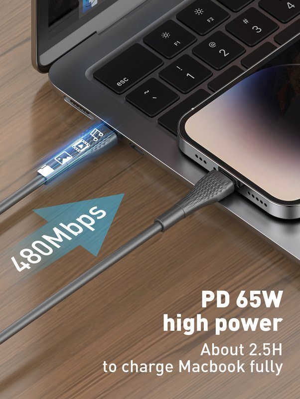 LDNIO καλώδιο USB-C σε USB-C LC71C, 5W PD, 1m, γκρι 5645 - Image 3