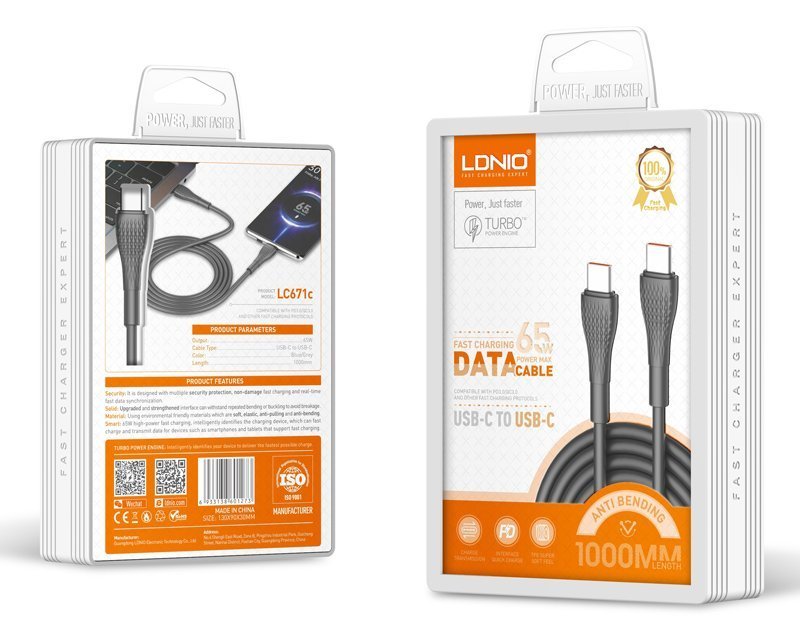 LDNIO καλώδιο USB-C σε USB-C LC71C, 5W PD, 1m, γκρι 5645 - Image 5