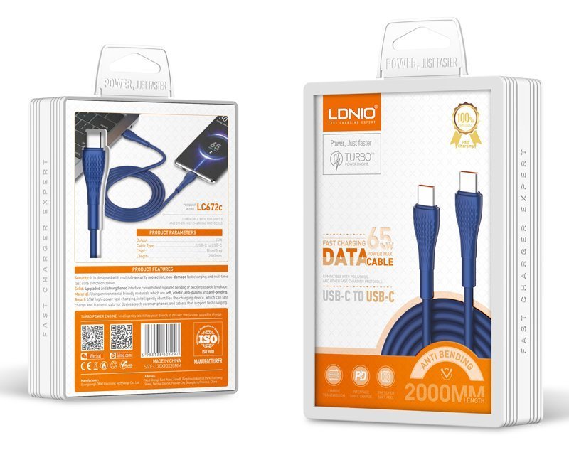 LDNIO καλώδιο USB-C σε USB-C LC72C, 5W PD, 2m, μπλε 5647 - Image 5