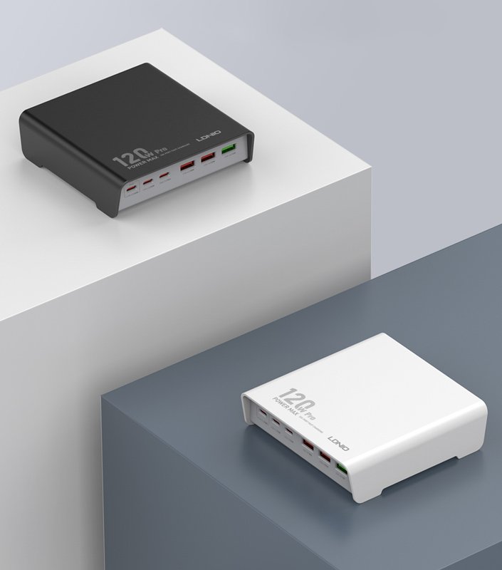 LDNIO σταθμός φόρτισης Q05, 3x USB-C & 3x USB, 120W, PD/QC, λευκός 5785 - Image 2