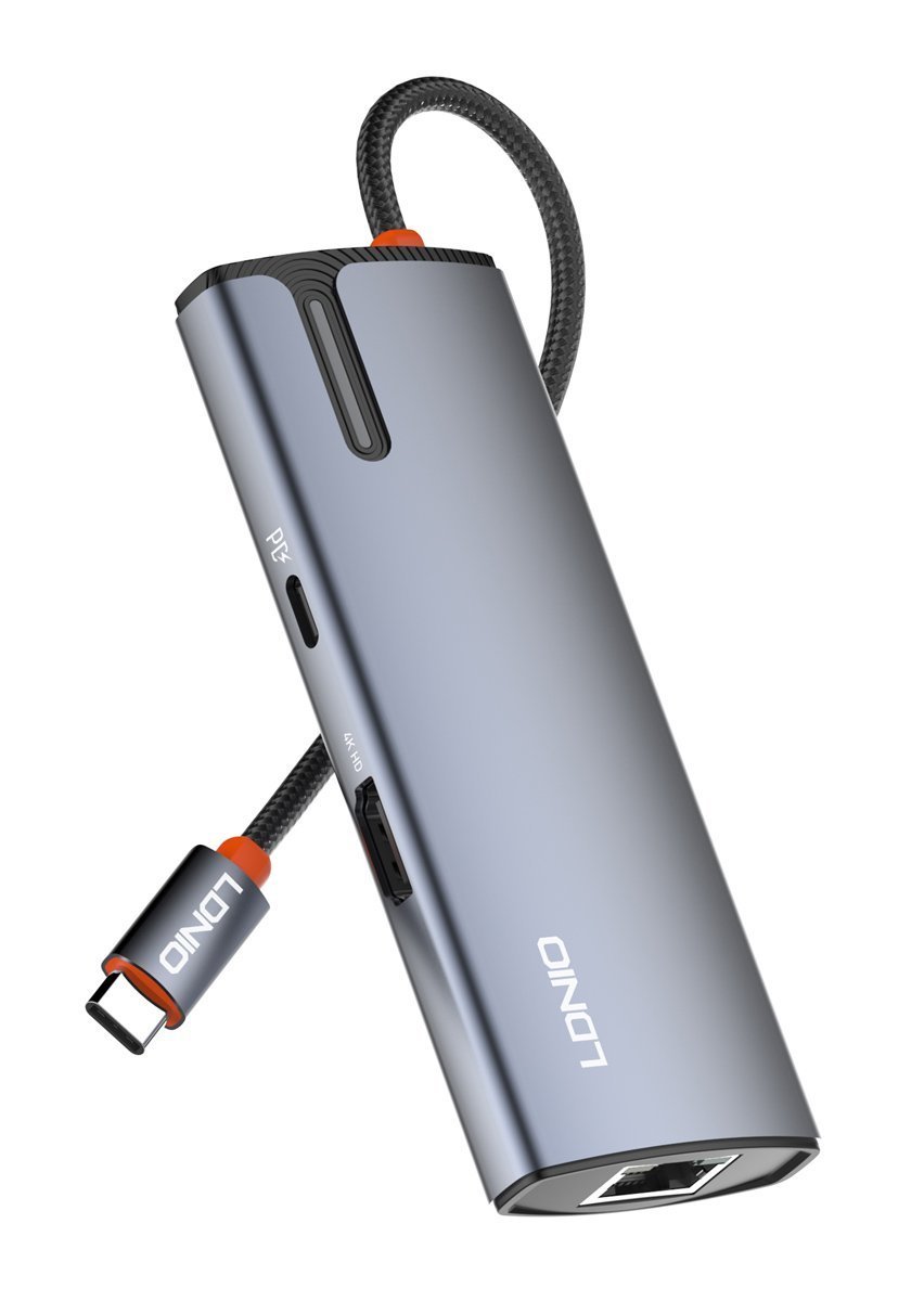 LDNIO docking station DS-1H,  θυρών, USB-C σύνδεση, 4K, 100W PD, γκρι 7306